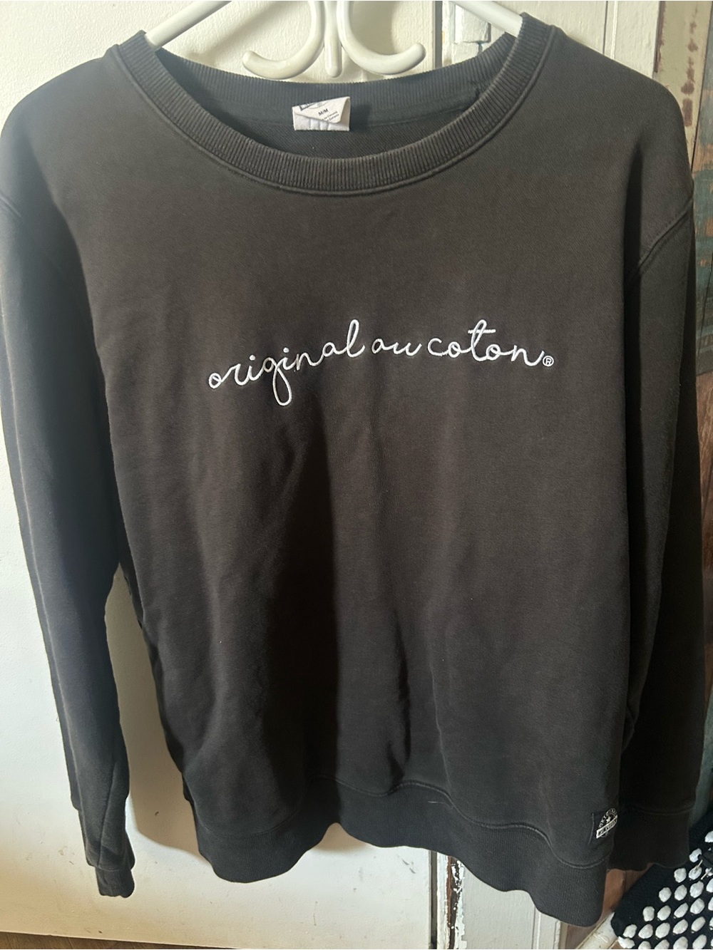 Original Retro Brand Black Crewneck Sweatshirt with Script Logo